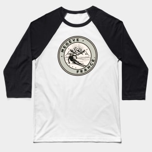 Megeve France Vintage Skiing Baseball T-Shirt